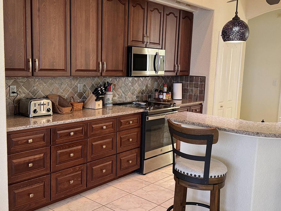 Small appliances include coffee maker, toaster, air fryer, crock pot, hand mixer and blender.