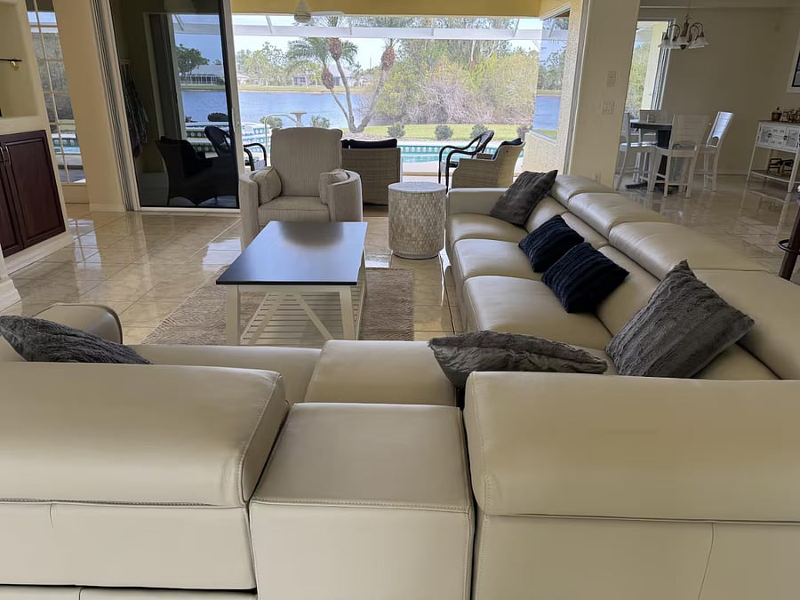 Comfortable seating in the spacious living room.