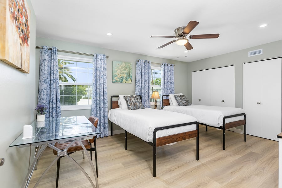 Two Twin beds & workstation in the second bedroom