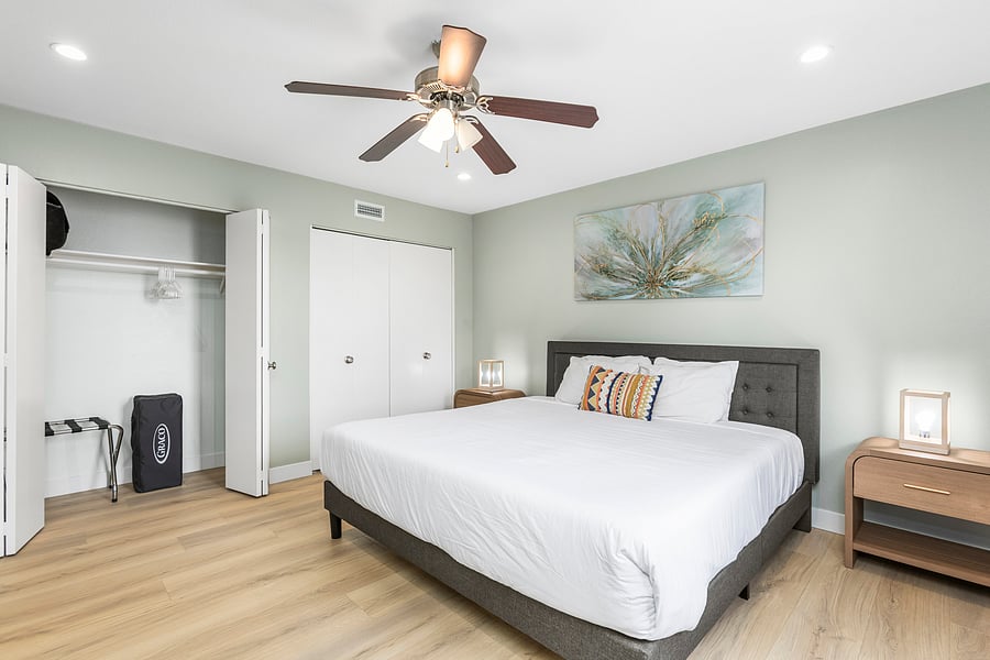 King bed in master bedroom