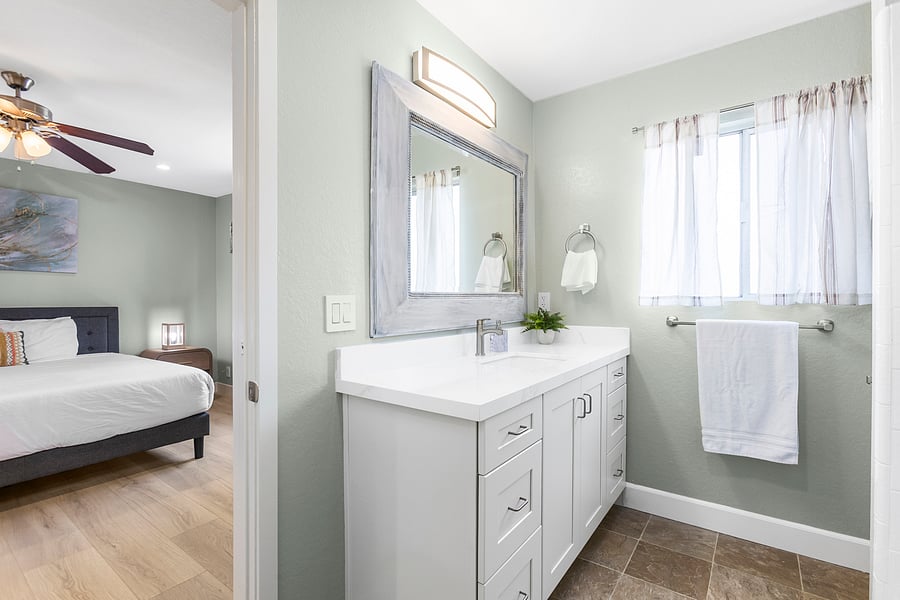 Full Bathroom (Upstairs) - Includes a bathtub, shower, toilet, and vanity.