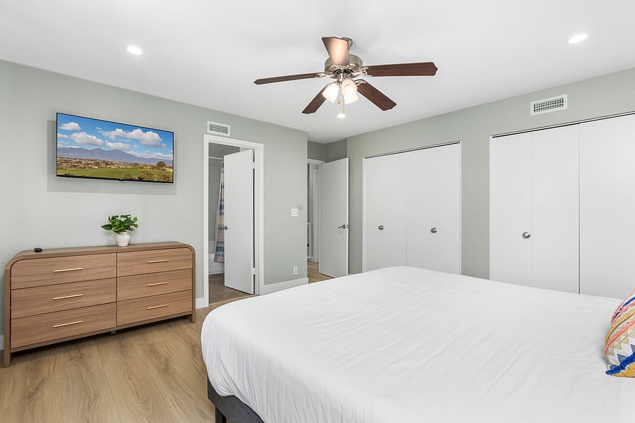King bed in master bedroom