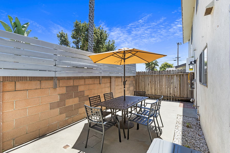Private Fenced-in Patio and outdoor sitting area.