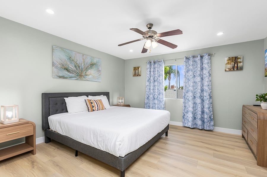 King bed in master bedroom
