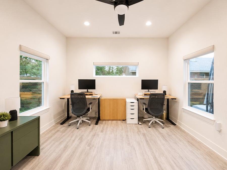 6016 Fairway St #2 Large At-Home Office with Fully Standing Desks, Monitors, and Remote Work Accessories