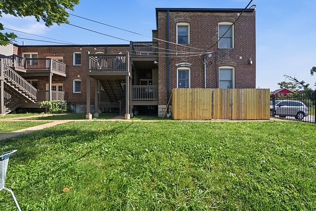 large rear fenced yard