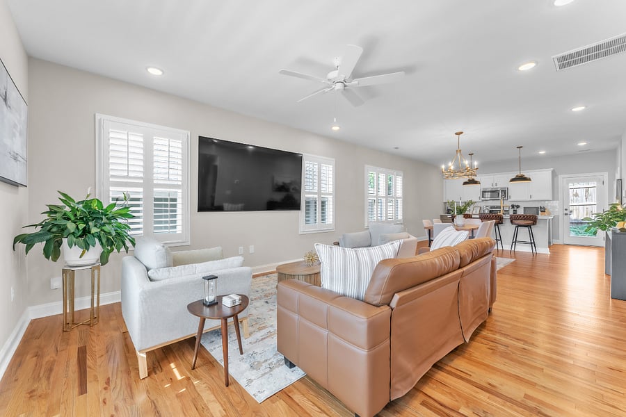 Open floorpan with 85" Smart TV