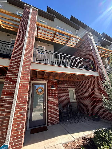 Front entrance with patio
