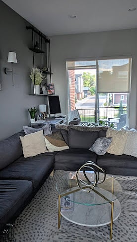 Living room with workspace
