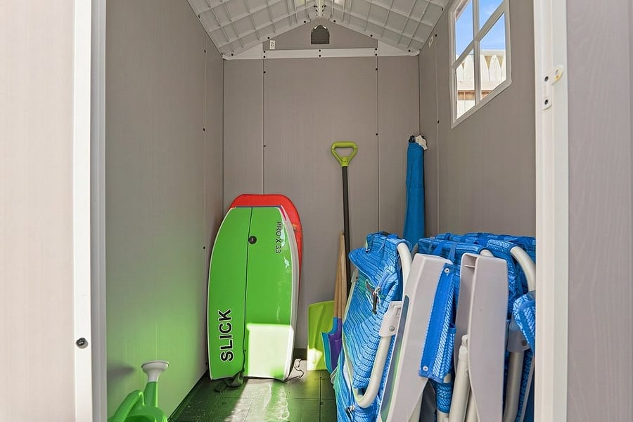 Includes 4 backpack chairs, 2 boogie boards and a beach umbrella for your comfort and enjoyment