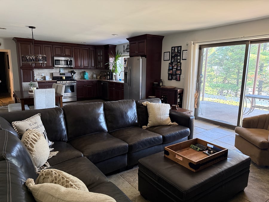Large sectional with flat screen tv