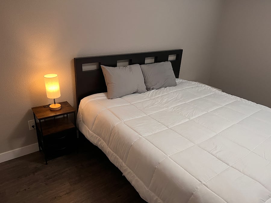 Cali king bed in master bedroom