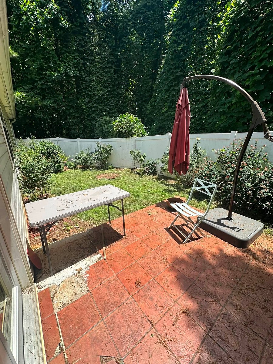 Fenced back yard. Very private and quiet. 