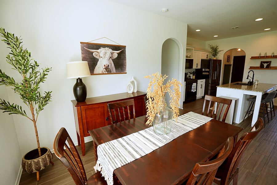 Open concept with dinning off the kitchen.