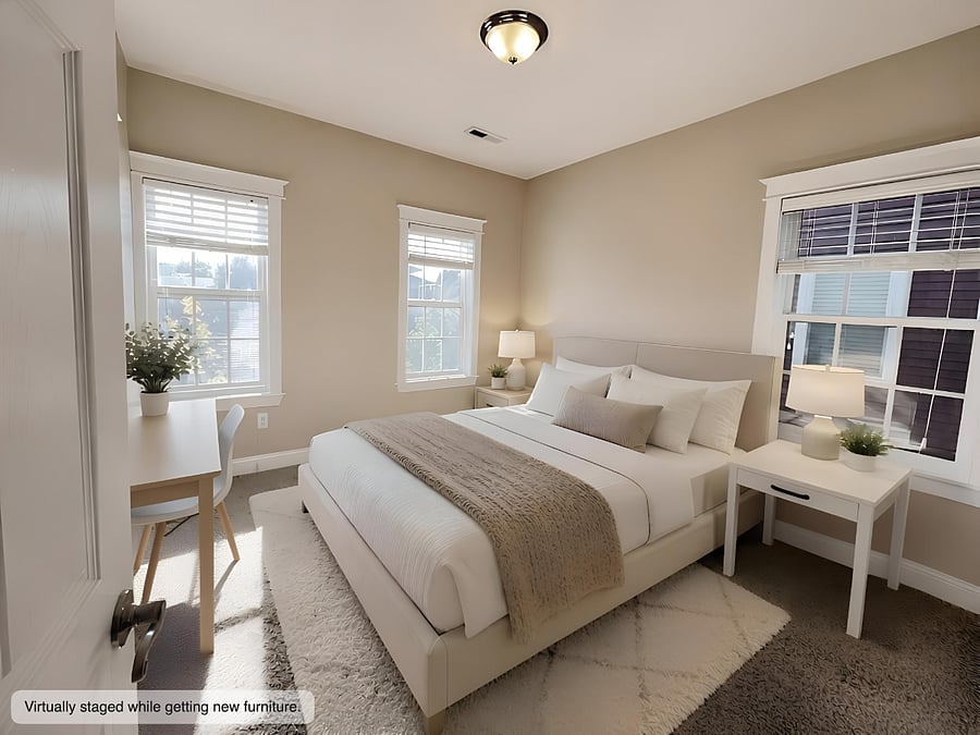 Bedroom 2 Virtually Staged.  Will be furnished at move-in.