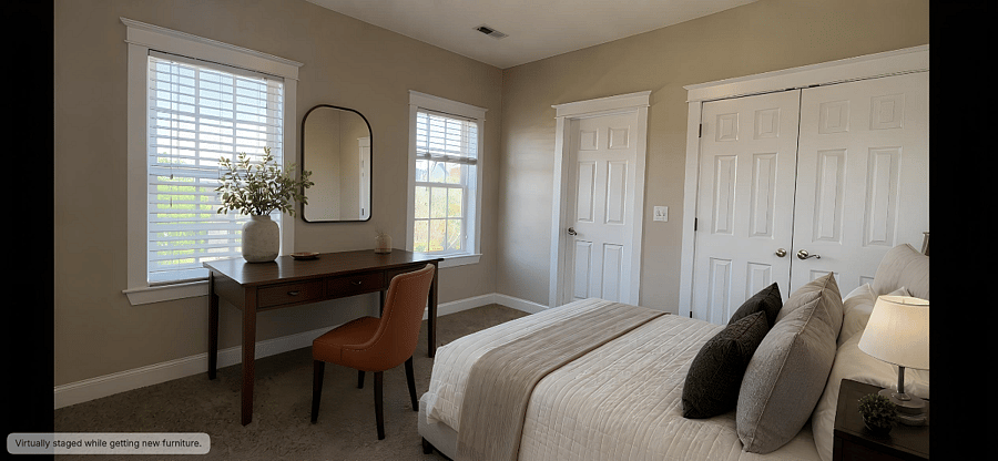 Bedroom 1 Virtually Staged.  Will be furnished at move-in.