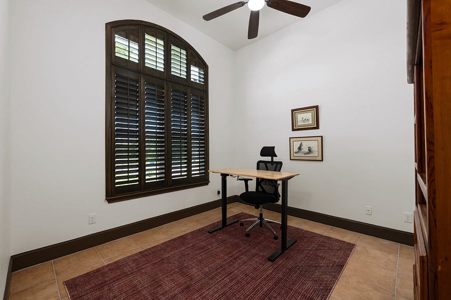 Office with Standing desk. Direct Ethernet connection available on wall.