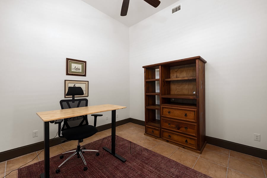 Office with Standing desk. Direct Ethernet connection available on wall.