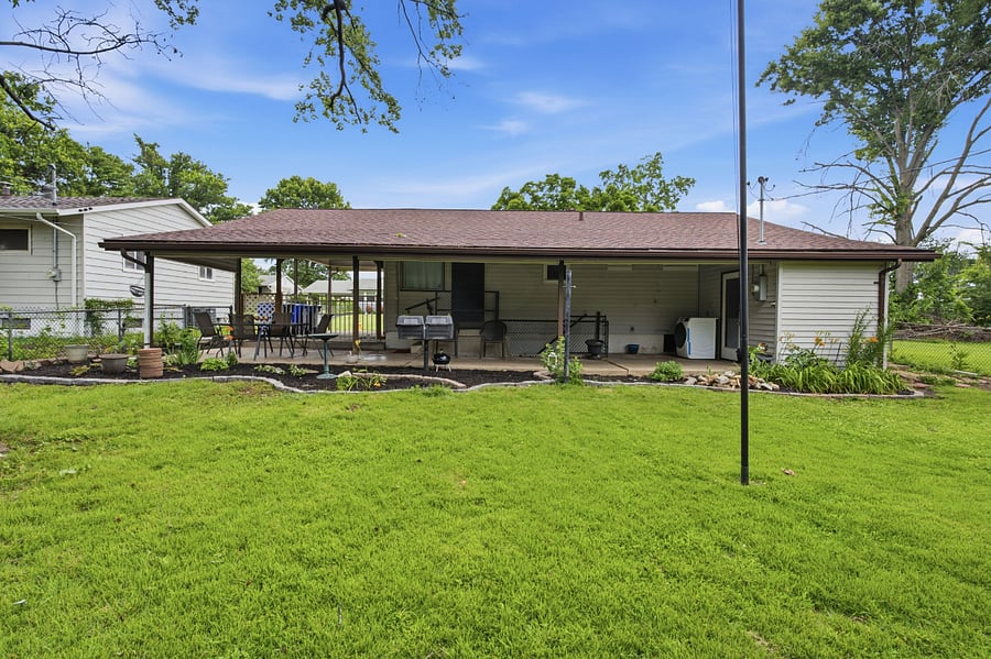 backyard with huge covered patio