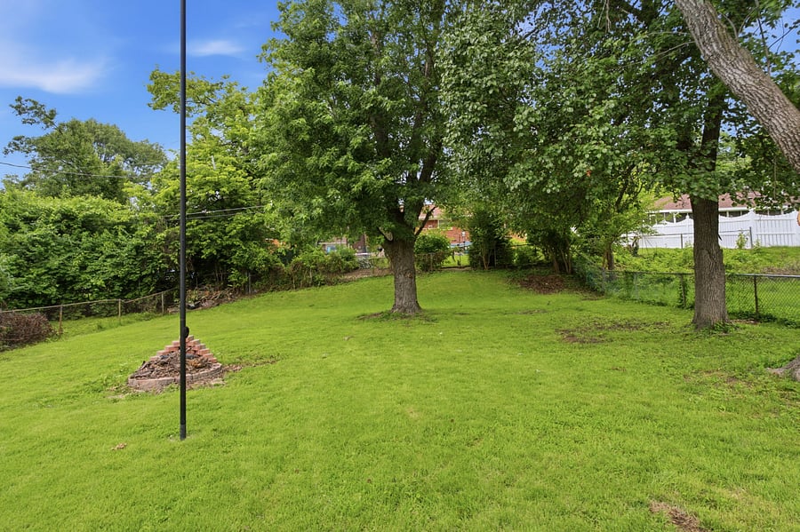 quiet fenced backyard