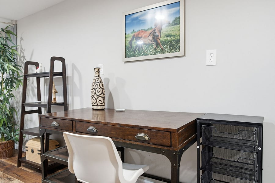 study/work/office area in basement 