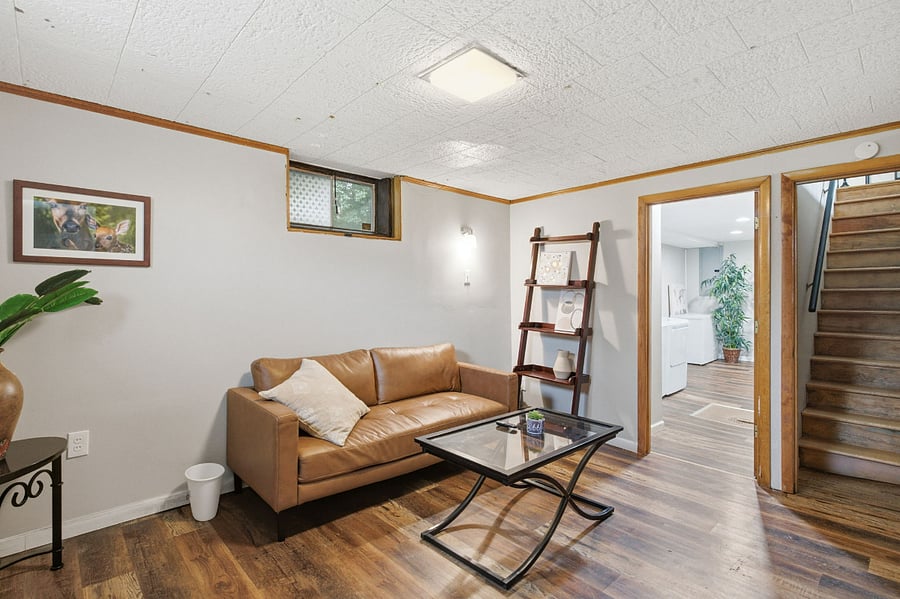 living room in basement : with smart TV