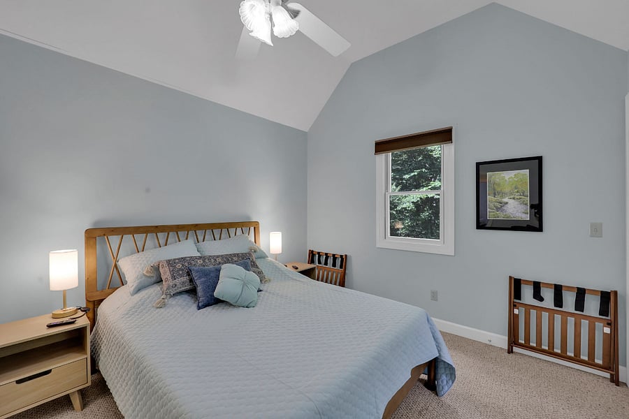 Bedroom 1 with a Queen bed and attached office