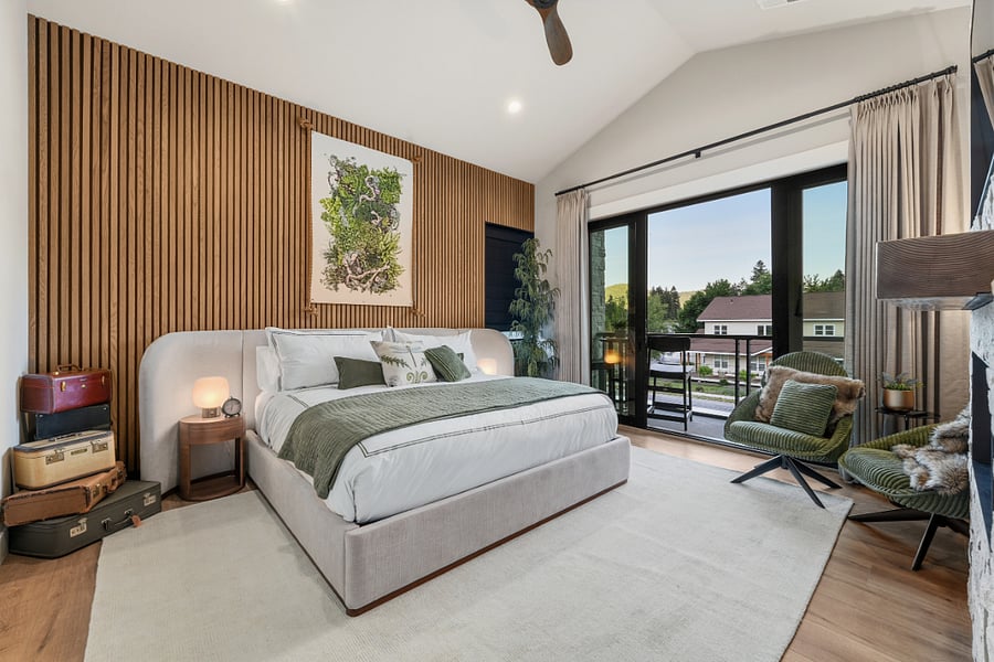 Primary bedroom with King Bed and private deck.