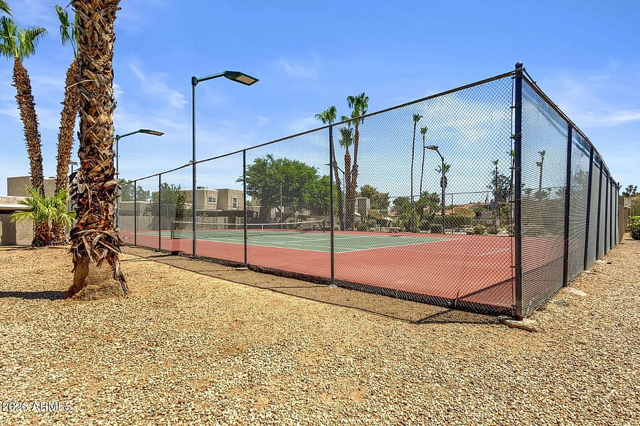 One of two tennis courts within the community
