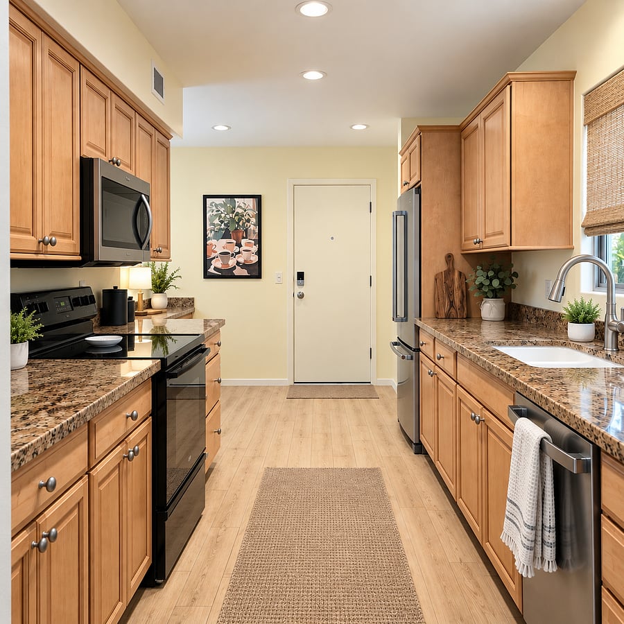 Spacious kitchen with access to 2-car garage