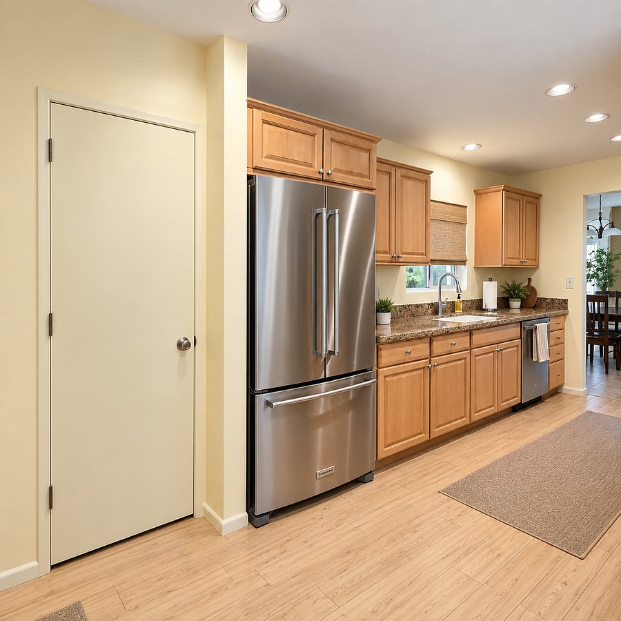 Large kitchen pantry provides ample storage