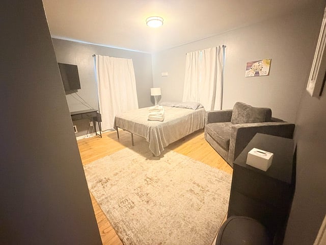 1st Rental Room that's Available - Queen Bed - Blackout Curtains with Magnet Closures