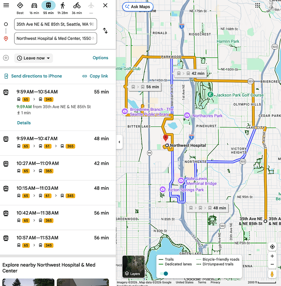 Public Transit to Northwest Hospital
