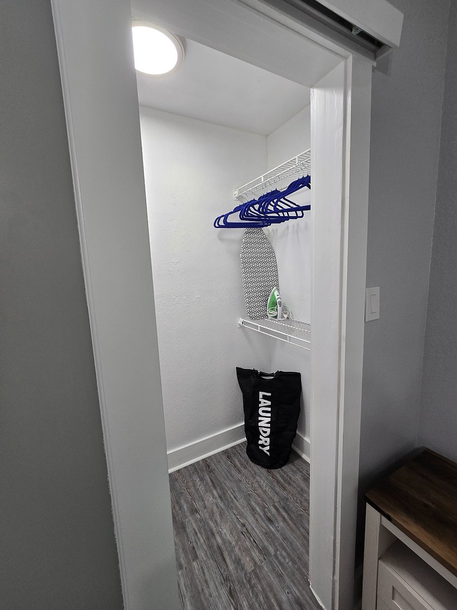 All the comforts of home are available, even an iron, extra sheets, towels, and a washer/dryer.
