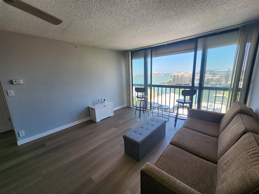 Living Room with couch that opens up to a bed