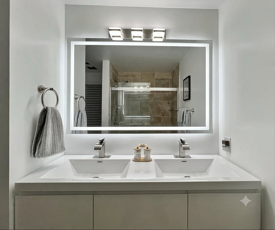 Full Bathroom - Double Vanity Shower and Lavatory.