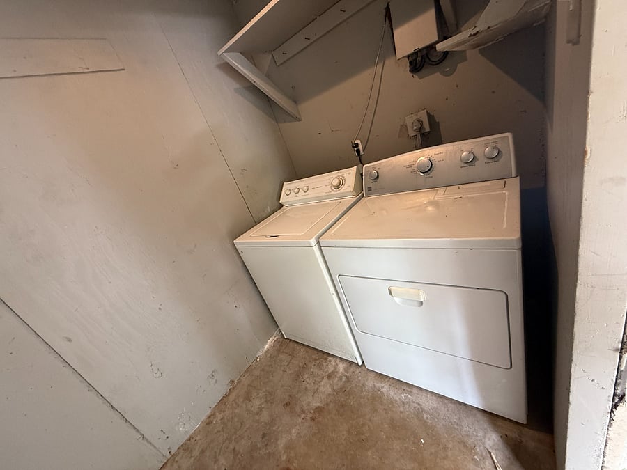 Washer/dryer and storage shed