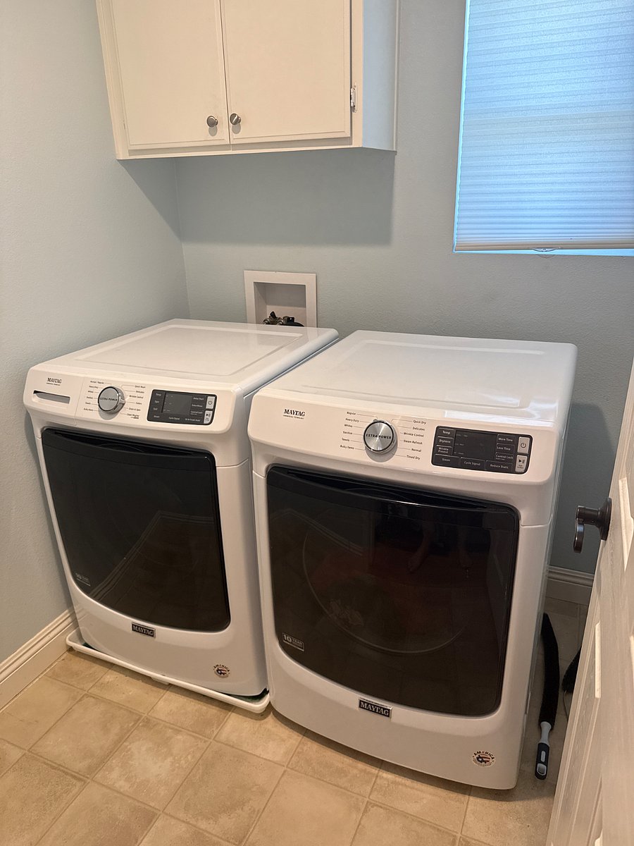 Commercial sized washer and dryer.