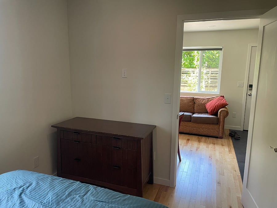Dresser and view towards living area