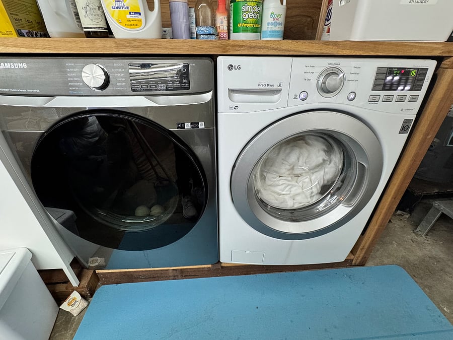 Washer and dryer located in garage (shared space)