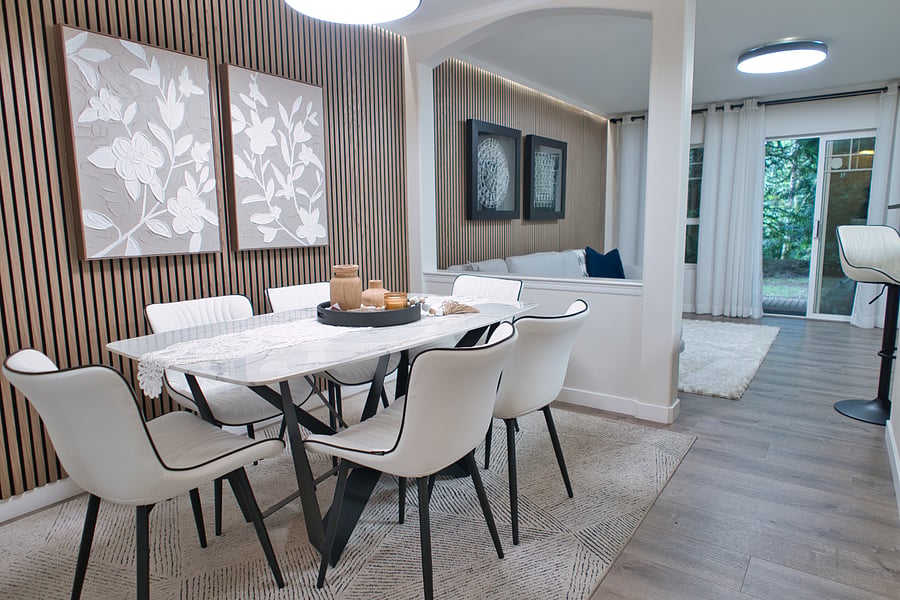 Make a grand entrance to your dining experience with newly added wall art.