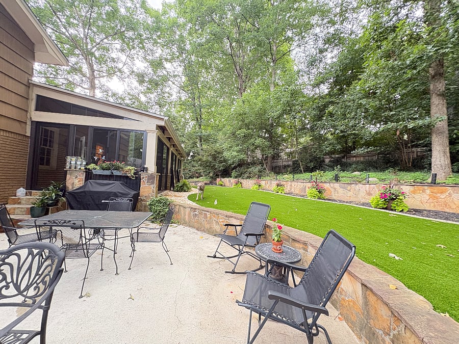Outdoor patio to sun or relax and enjoy the sounds of the fountain. Dine under the big umbrella when weather permits!