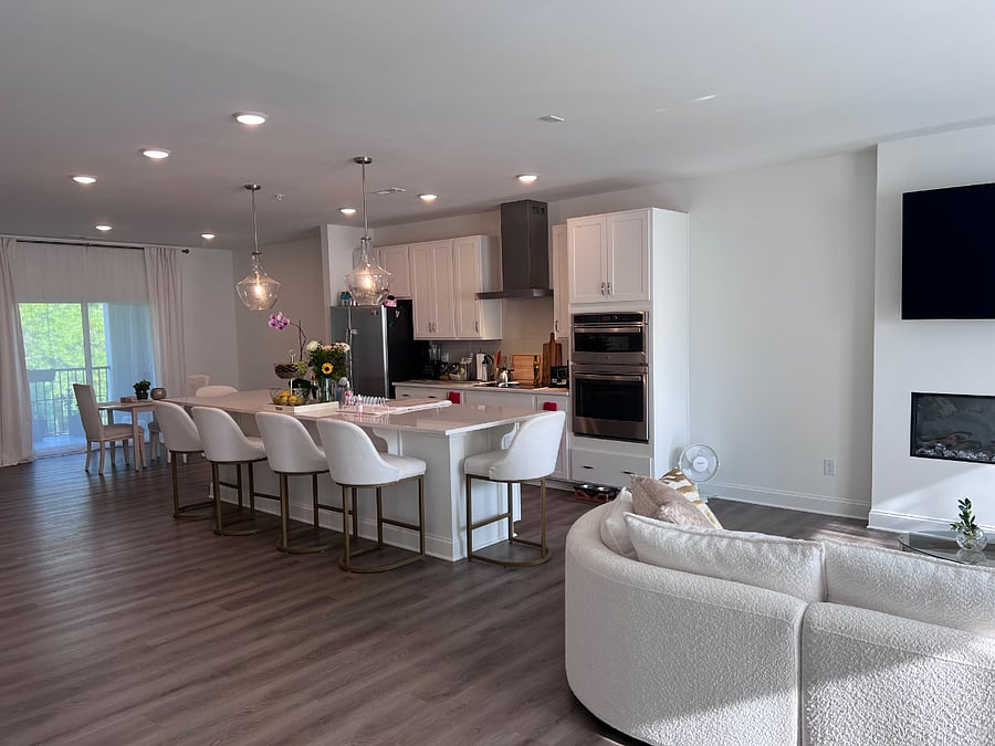 Spacious living room and dining area
