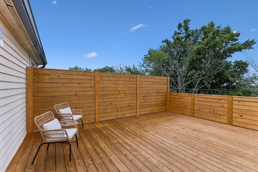 Large deck with beautiful sunset views