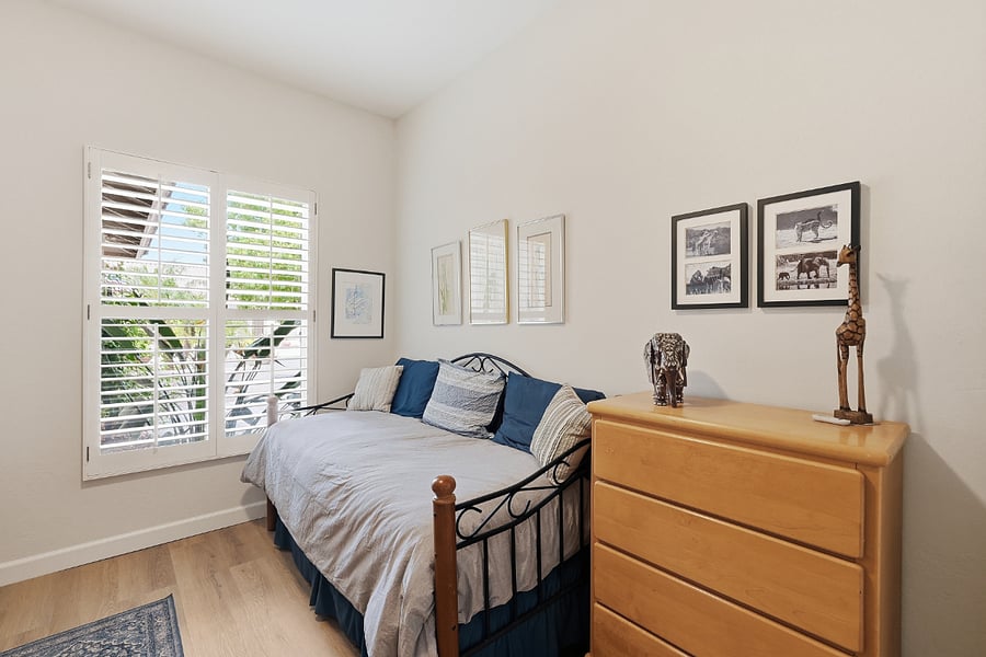 Bedroom 4 with twin bed, dresser - shared space with office.