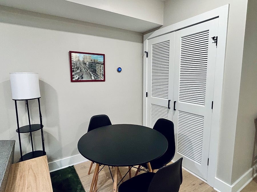 Dining area and utility closet
