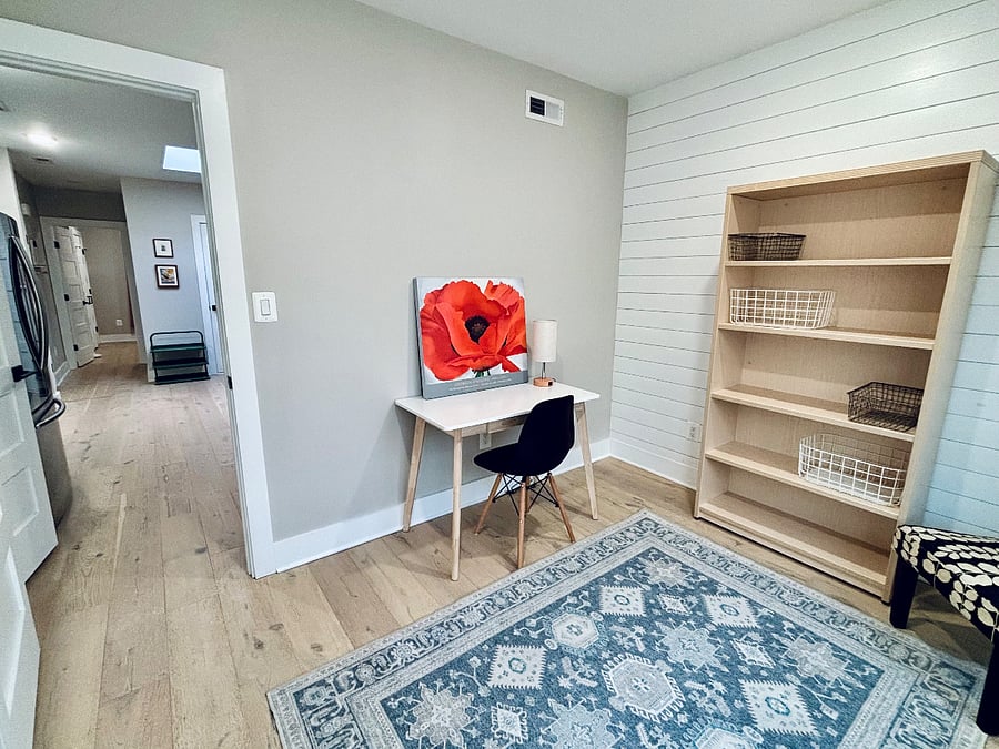 Office with desk and bookcase - can be converted to bedroom upon request