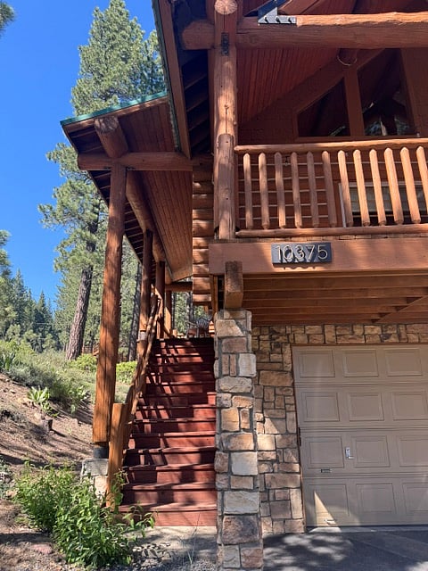 Entrance stairs under cover