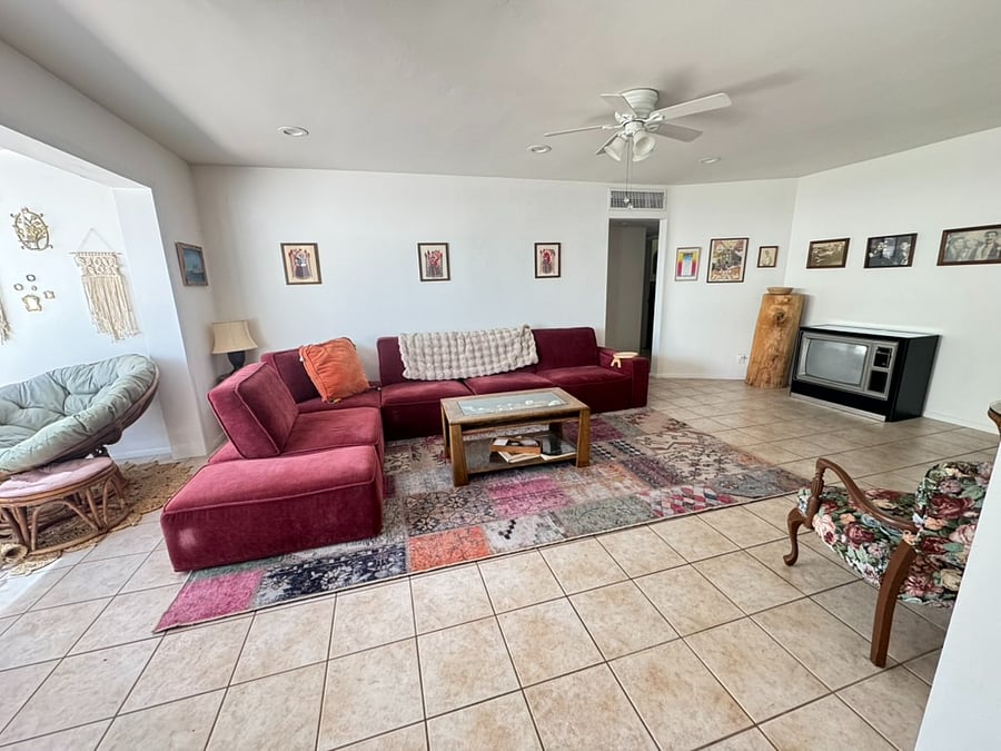 A large seating area right as you walk in.