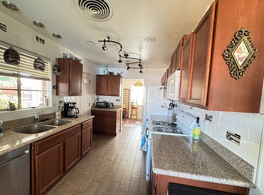 fully set up kitchen with a coffee maker